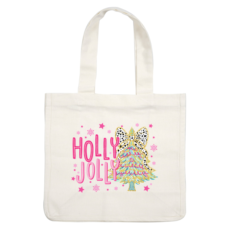 Celebrate the holiday spirit with this colorful and cheerful "Holly Jolly" design featuring a fun decorative Christmas tree and sparkly accents!DTF Transfers