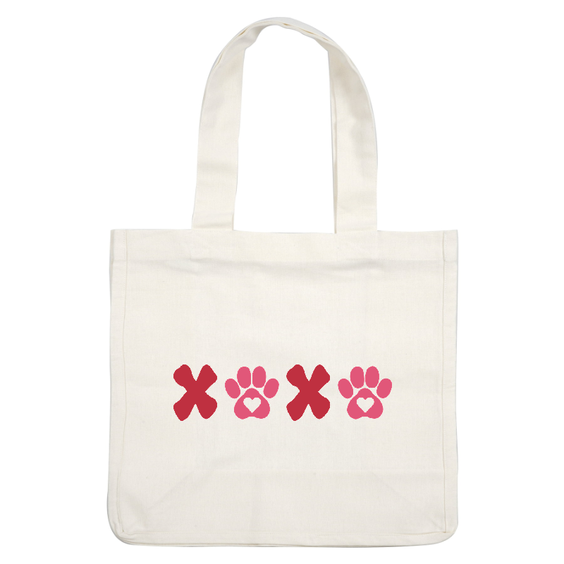 A playful design featuring red and pink “X” and paw print shapes, perfect for pet lovers or Valentine’s themes.DTF Transfers