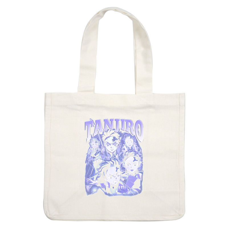 A vibrant illustration featuring multiple expressions of the character Tanjiro, showcasing his determination and spirit from the anime series.DTF Transfers dtf prints