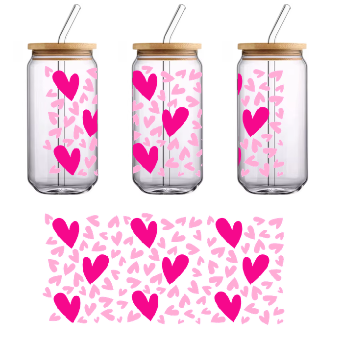 A pretty pink and green heart patterned fabric.UV Transfers