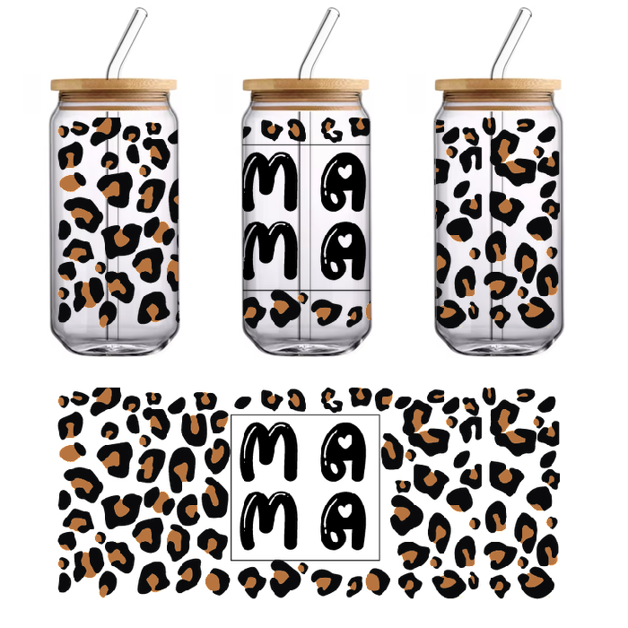 Supersize sign layers cheetah print with a bold black border. UV Transfers