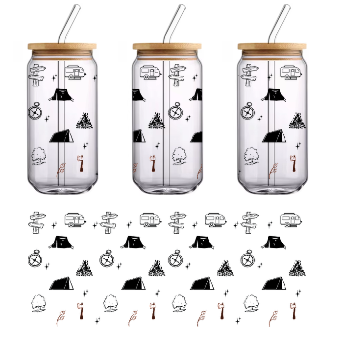 Tents and RV's on a green background with ICU lamps.UV Transfers