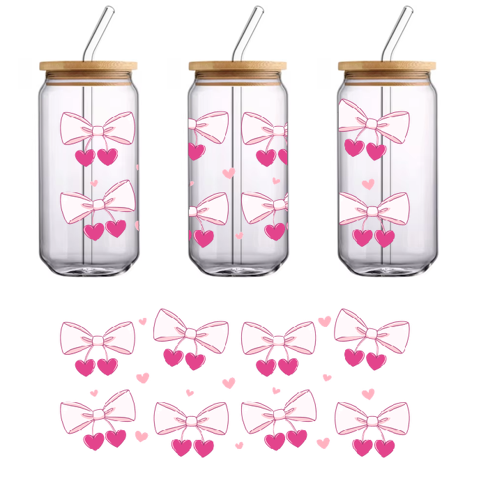 A set of cute delicate pattern bow strawberry accessories.UV Transfers