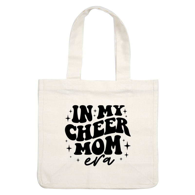 A playful design featuring the phrase "IN MY CHEER MOM EVA," celebrating cheerleading and maternal support.DTF Transfers dtf transfers
