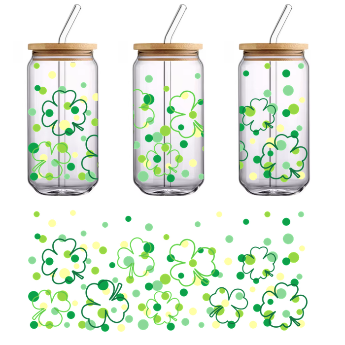 Large green shamrock confetti for st patricks day.UV Transfers
