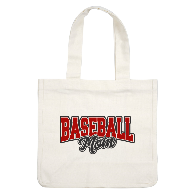 A bold and stylish graphic design proclaiming "BASEBALL Mom" in red and black, perfect for supporting baseball-loving mothers.DTF Transfers dtf transfers