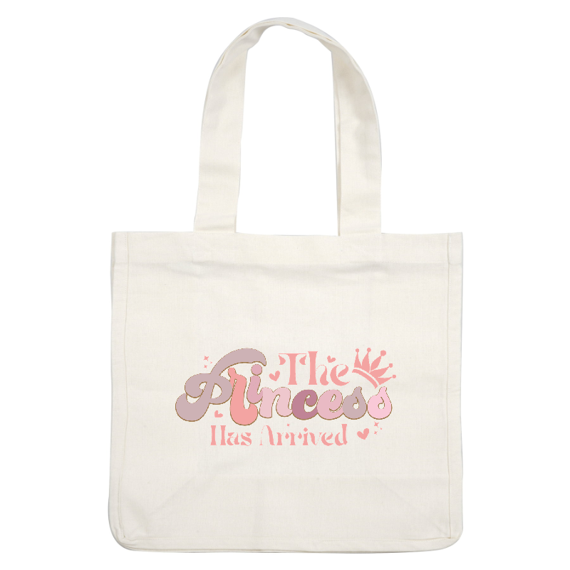 Celebrate with this charming "The Princess Has Arrived" design, featuring playful lettering and a cute crown, perfect for special occasions!DTF Transfers