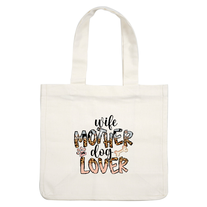 A leopard print t-shirt with the phrase "wife mother dog lover" on it.DTF Transfers