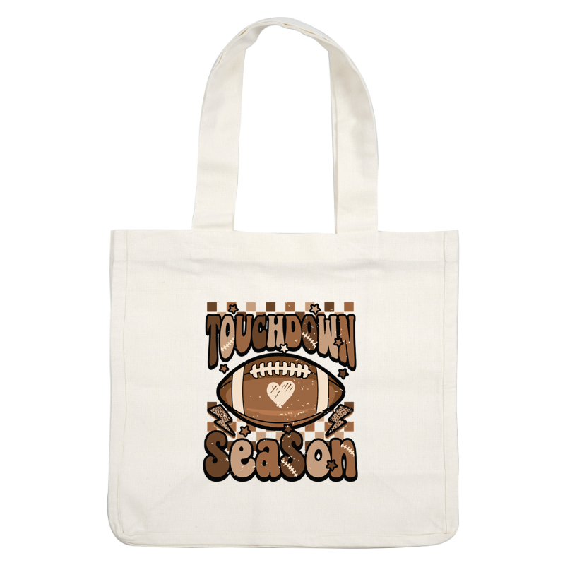 Celebrate football with this fun "Touchdown Season" graphic featuring a heart-shaped football and playful designs! dtf prints