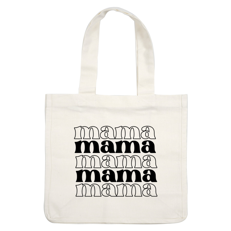 A playful pattern featuring the word "mama" in various bold and curvy styles, perfect for celebrating motherhood.DTF Transfers dtf prints