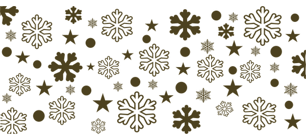 A decorative pattern featuring various snowflakes, stars, and circles, perfect for winter or holiday-themed designs.UV Transfersdtf regular iron