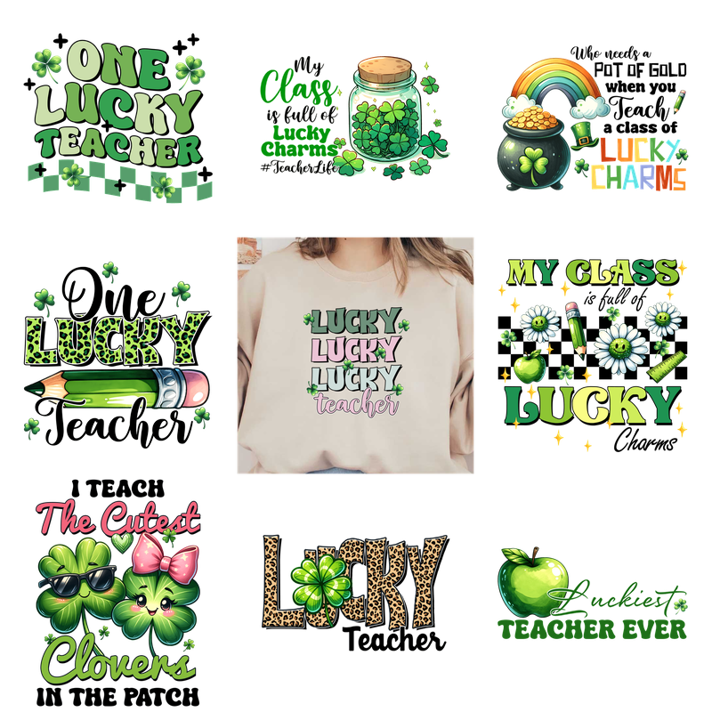 Cute and colorful St. Patrick's Day-themed stickers for teachers.DTF Transfers