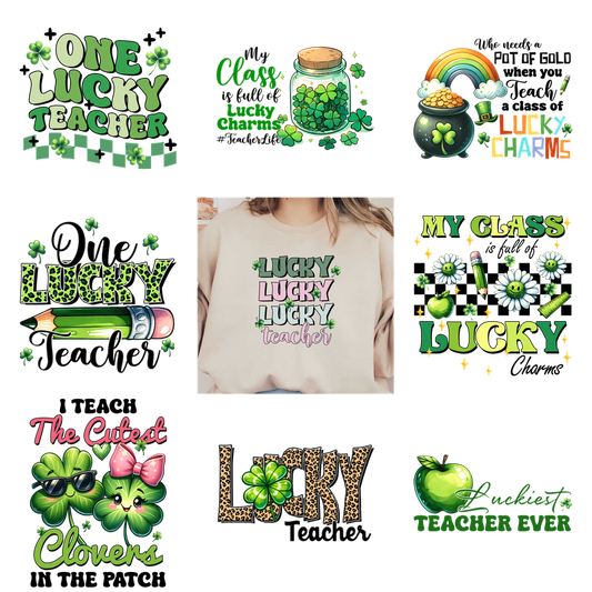 Cute and colorful St. Patrick's Day-themed stickers for teachers.DTF Transfers