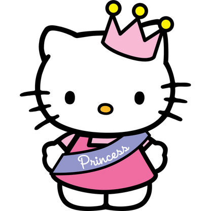 Meet Hello Kitty dressed as a princess, complete with a pink crown and a lovely pink gown adorned with a "Princess" sash!DTF Transfers