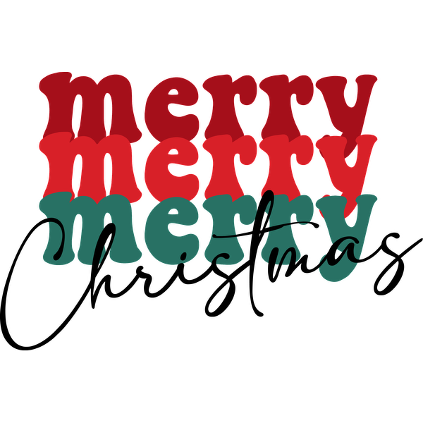 A cheerful design featuring the word "merry" in vibrant red and green colors, perfect for festive celebrations. dtf transfers