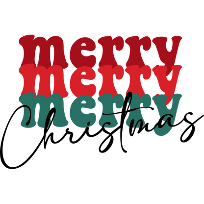 A cheerful design featuring the word "merry" in vibrant red and green colors, perfect for festive celebrations. dtf transfers