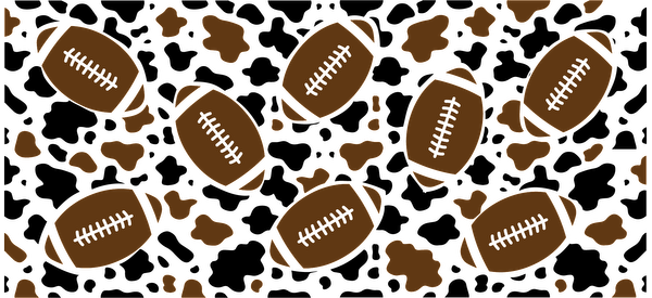 A playful pattern featuring brown footballs amidst scattered dirt, perfect for sports-themed designs.UV Transfers dtf transfers