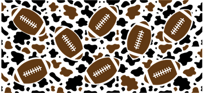 A playful pattern featuring brown footballs amidst scattered dirt, perfect for sports-themed designs.UV Transfers dtf transfers