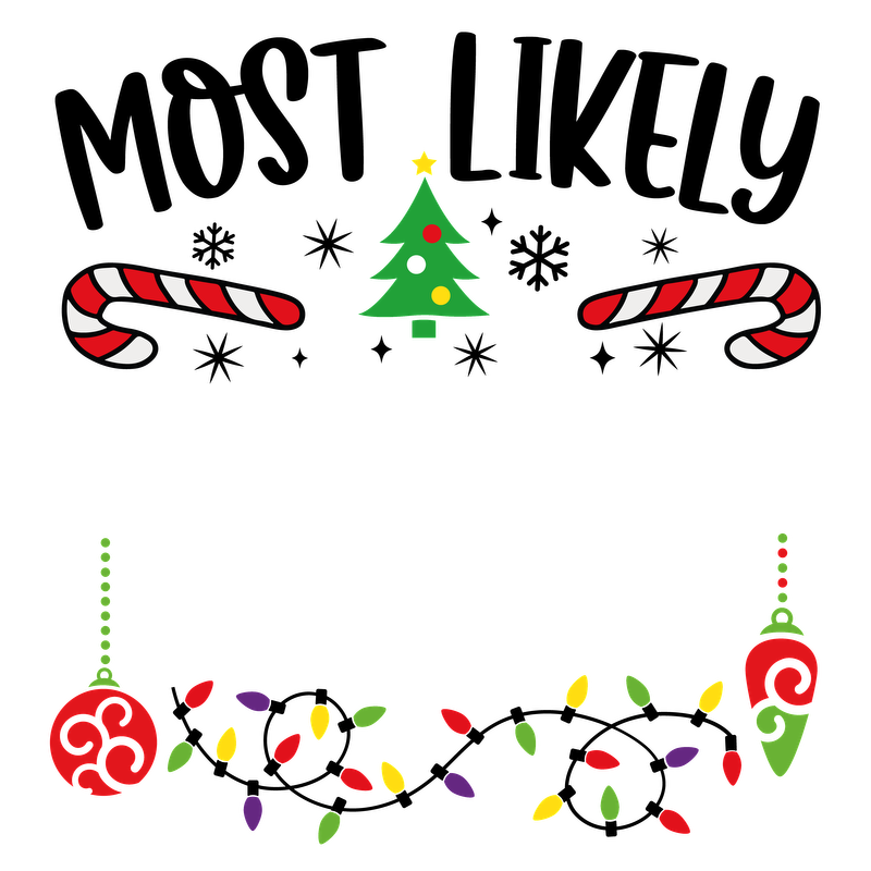 A festive illustration featuring a Christmas tree, candy canes, and colorful ornaments, perfect for holiday cheer!DTF Transfersdtf regular irondtf regular iron