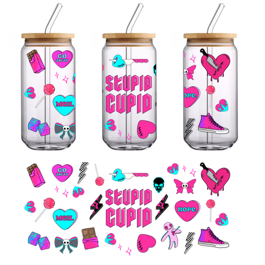 DECALS FEATURES DIZZY EYES, KISSING LIPS, LACE HEART, BRIGHT BOW TIE.UV Transfers