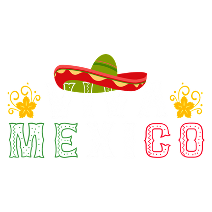 Celebre la cultura mexicana con este vibrante diseño "Viva México" que incluye un sombrero colorido y animados detalles florales.