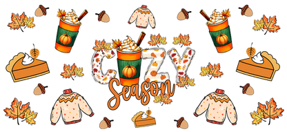 Embrace the warm vibes of fall with this vibrant illustration featuring cozy sweaters, pumpkin spice drinks, and autumn leaves!UV Transfersdtf regular iron