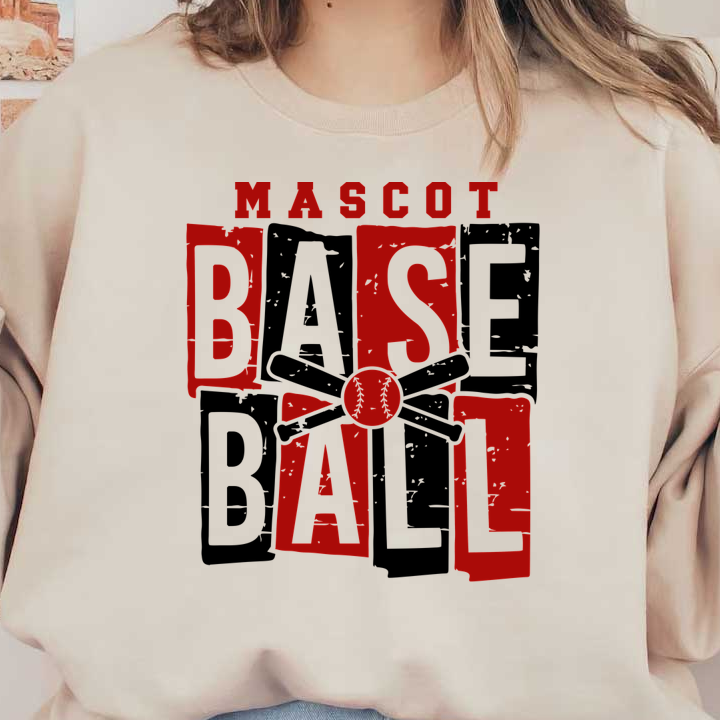 A vibrant logo featuring the word "MASCOT" in bold letters alongside a playful arrangement of "BAS" and "TAL" with a basketball motif.DTF Transfers heat press transfers