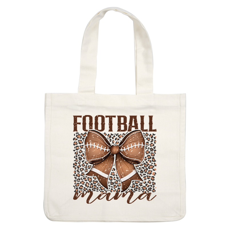 Cute design featuring a brown football-themed bow with the words "Football Mama" for sporty and fun occasions! heat press transfers