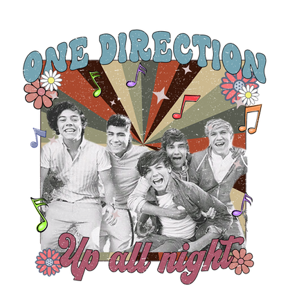 Celebrate the iconic boy band One Direction with a vibrant "Up All Night" design featuring cheerful colors and playful music notes!DTF Transfers dtf prints