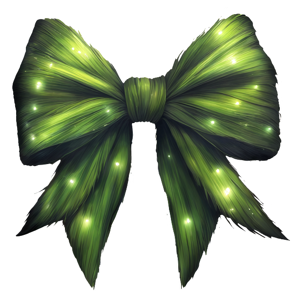 A vibrant green bow adorned with sparkling lights, perfect for festive decorations or special occasions. heat press transfers