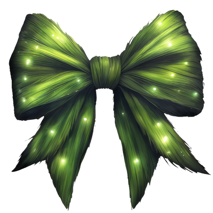 A vibrant green bow adorned with sparkling lights, perfect for festive decorations or special occasions. heat press transfers