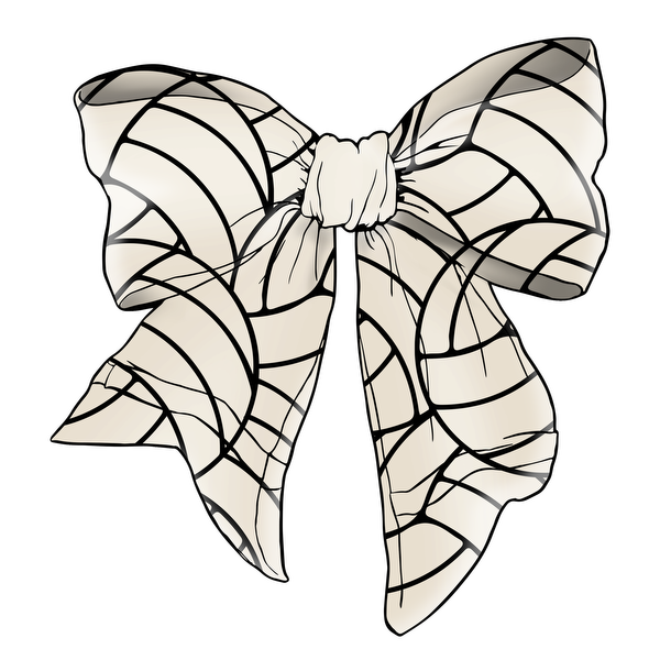 A stylish, oversized bow in a cream color with black geometric patterns, perfect for adding a chic touch to any outfit. dtf transfers