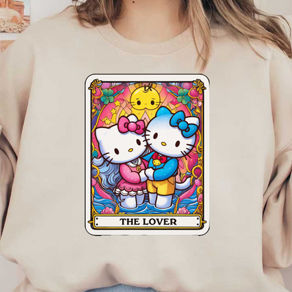 This vibrant illustration features Hello Kitty and her friend as "The Lover," surrounded by colorful, whimsical designs.DTF Transfers