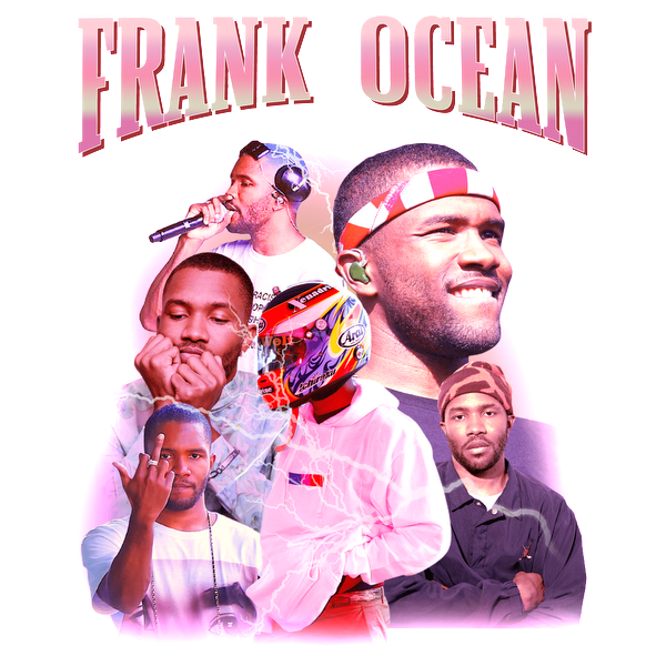 A vibrant collage featuring various images of Frank Ocean, showcasing his dynamic presence as a musician and artist.DTF Transfersdtf regular iron