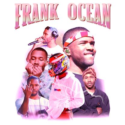 A vibrant collage featuring various images of Frank Ocean, showcasing his dynamic presence as a musician and artist.DTF Transfersdtf regular iron