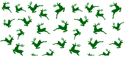 A lively pattern featuring jumping green deer silhouettes against a contrasting background, perfect for festive or nature-themed designs.UV Transfers dtf prints