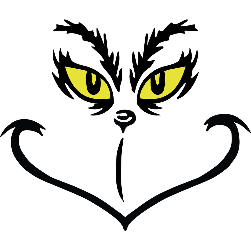 A playful black cat face with striking yellow eyes and a heart-shaped outline, perfect for cat lovers!DTF Transfers heat press transfersdtf regular iron