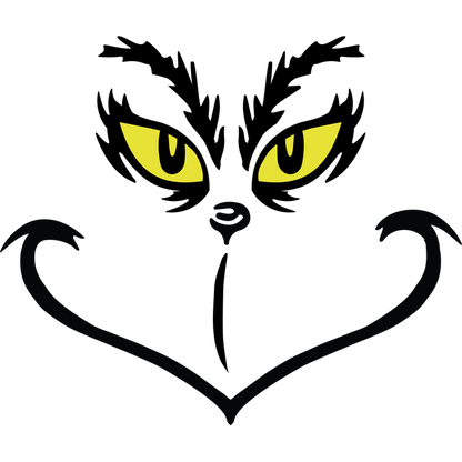 A playful black cat face with striking yellow eyes and a heart-shaped outline, perfect for cat lovers!DTF Transfers heat press transfersdtf regular iron