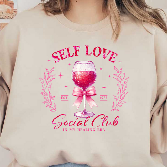 Celebrate self-love with this vibrant design featuring a glittery wine glass and playful text in pink hues!DTF Transfers