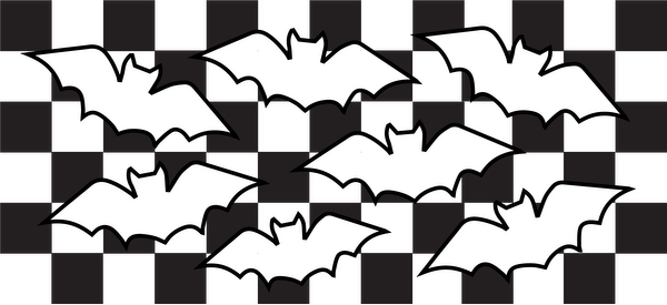 A collection of stylized black bat silhouettes, perfect for Halloween decorations or spooky designs.UV Transfersdtf regular iron