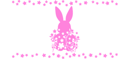 A cute pink bunny adorned with flowers, surrounded by a decorative floral border, perfect for springtime themes.UV Transfersdtf regular iron