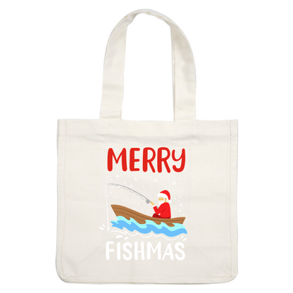 Celebrate the holiday spirit with this whimsical "Merry Fishmas" design featuring Santa fishing on snowy waters!DTF Transfers heat press transfers heat press transfers