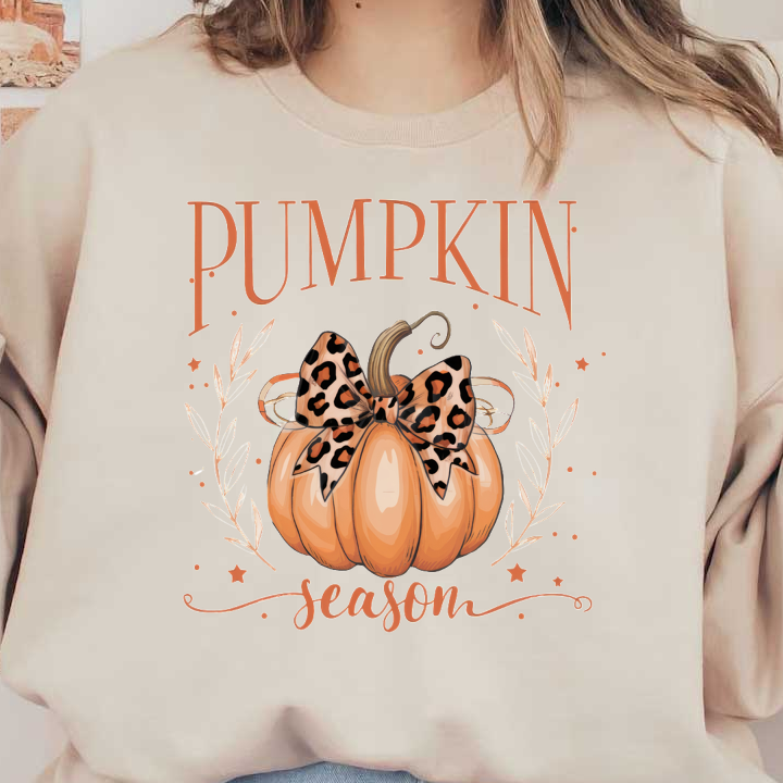 Celebrate pumpkin season with this charming illustration featuring a cute pumpkin adorned with a stylish leopard print bow. dtf transfers