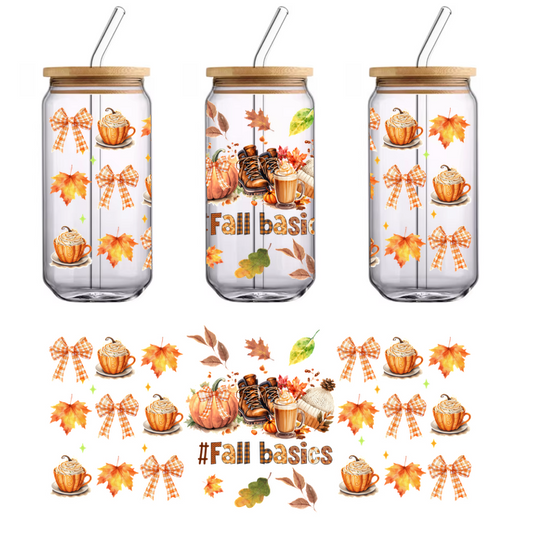 A cozy autumn-themed collage featuring pumpkins, fall leaves, coffee cups, and stylish accessories, perfect for celebrating the season.UV Transfers dtf transfers