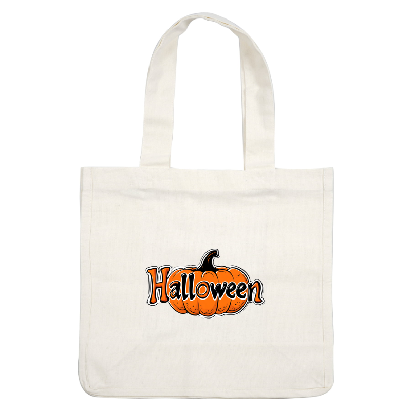 ¡Diseño festivo de Halloween con una calabaza naranja brillante junto con letras divertidas, perfecto para celebrar la temporada espeluznante!