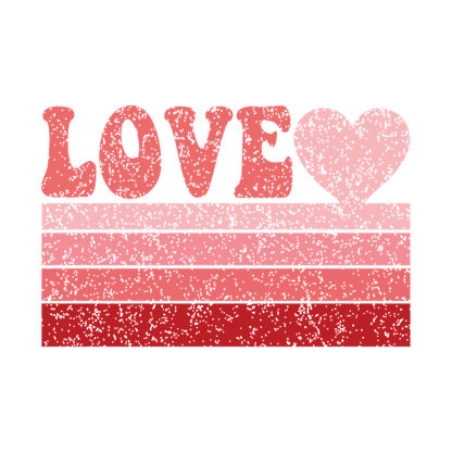 Celebrate love with this playful and colorful graphic featuring the word "LOVE" and a heart, perfect for Valentine's Day!DTF Transfers