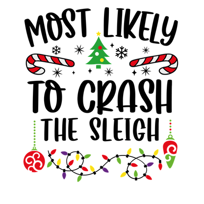 Celebrate the festive season with this cheerful illustration featuring a Christmas tree, candy canes, ornaments, and colorful lights!DTF Transfersdtf regular irondtf regular iron