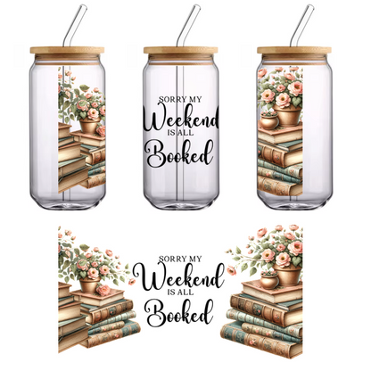 Art print of roses climbing on books and shelves.UV Transfers