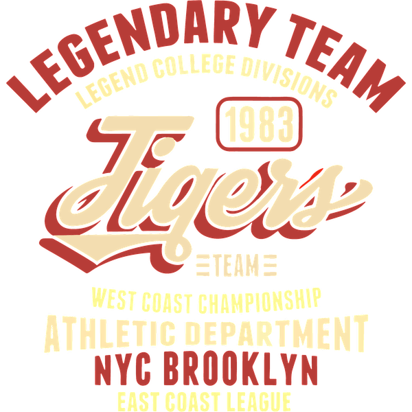 Diseño deportivo vintage con los "Tigres" y que resalta al legendario equipo campeón de la Costa Oeste de 1983 de Brooklyn, Nueva York.