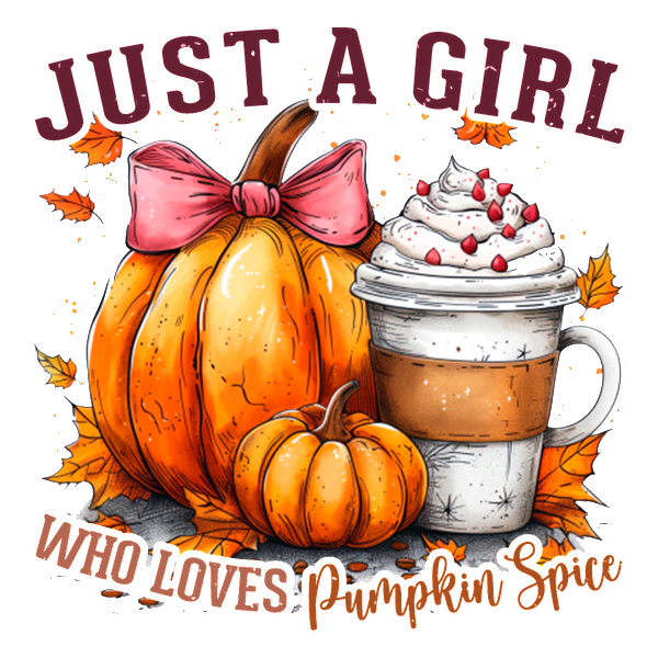 Celebrate fall with this vibrant illustration of pumpkins and a cozy pumpkin spice latte, perfect for autumn lovers!dtf regular iron